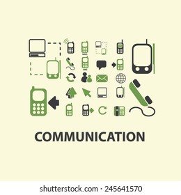 communication, phone web icons, signs, illustration isolated on background set, vector