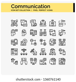 communication pixel perfect icons set