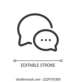 Communication pixel perfect linear ui icon. Social media conversation. Customer support. GUI, UX design. Outline isolated user interface element for app and web. Editable stroke. Arial font used