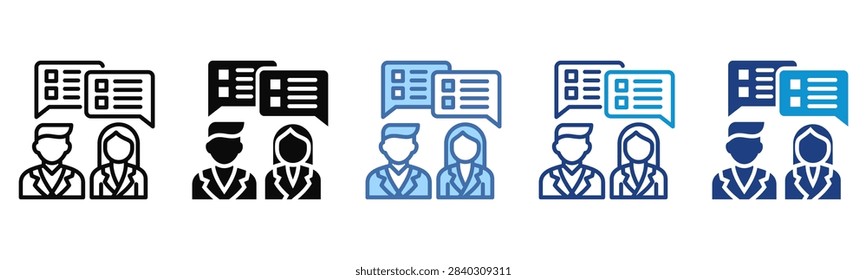 Communication Plan icon set multiple style collection