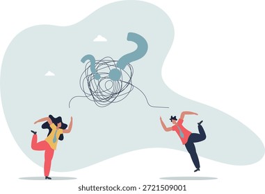 Problemas de comunicación, malentendidos o confusión, caos o confusión, conflicto de opiniones, vida y empleo de las personas.