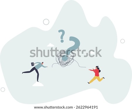 Communication problem, misunderstanding or confusion, mess or chaos communicate, conflict opinion, discussion or meeting conversation concept, character life .