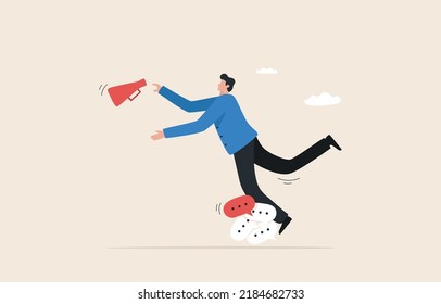 Communication problem or overload.
Lots of messages or spam. There were more attendees than necessary. 
Useless message box. Businessman stumbles upon a speech bubble.