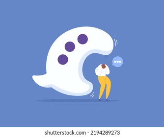 Communication problems, hate comments attacks. a man wants to be eaten by chat bubbles. illustration concept design. graphic elements