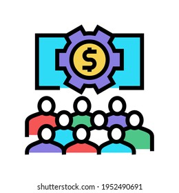 proceso de comunicación en el vector de iconos de color del foro. proceso de comunicación en la firma del foro. ilustración de símbolo aislado