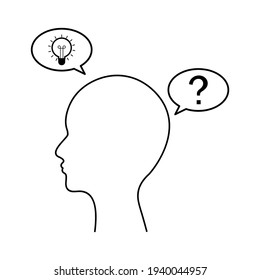 Iconos de preguntas y pensamientos de comunicación sobre cabezas de personas Ilustración vectorial