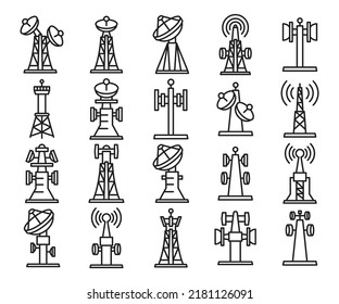 communication and radio tower icons set vector illustration