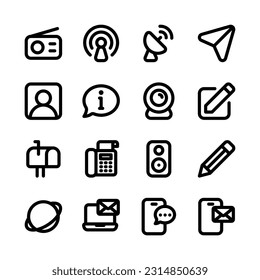 Communication Related Icon, Bold Vector Icon Set