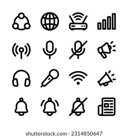kommunikationsbezogenes Symbol, Fett-Vektorsymbol-Set