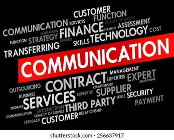 Communication related items words cloud, business concept
