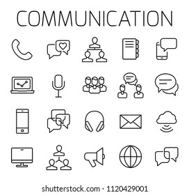 Communication related vector icon set. Well-crafted sign in thin line style with editable stroke. Vector symbols isolated on a white background. Simple pictograms.