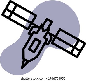Communication satelite in space, icon illustration, vector on white background