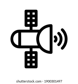 icono de satélite de comunicación o logotipo símbolo de señalización aislado ilustración vectorial - iconos vectoriales de estilo negro de alta calidad
