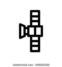 icono de satélite de comunicación o logotipo símbolo de señalización aislado ilustración vectorial - iconos vectoriales de estilo negro de alta calidad
