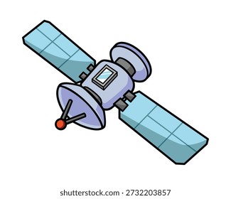 Comunicación vía satélite con paneles y antena