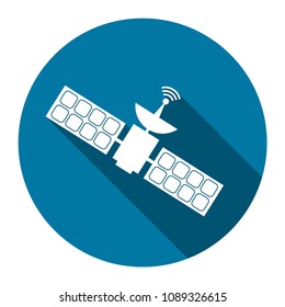 Communication satellites with long shadow black,Simple design style.vector illustration