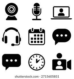 Iconos de comunicación y programación micrófono de cámara web