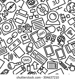 Communication Seamless Outline Icon Pattern 