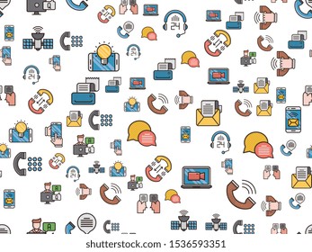 Communication seamless pattern design, Repeat textile design. Fabric print.