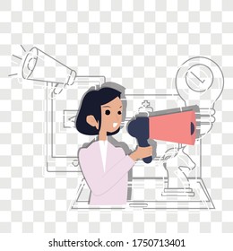 Communication service concept on transparency background. Creative idea design. Flat vector illustration for template, brochure or presentation.