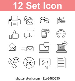 Communication. Set of outline vector icons. isolated on white background