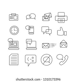 Communication. Set of outline vector icons. isolated on white background - vector
