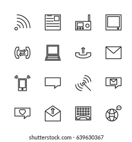 Communication. Set of outline vector icons. Editable Stroke. 48 x 48 Pixel Perfect