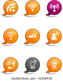 Communication set of round glossy comics.