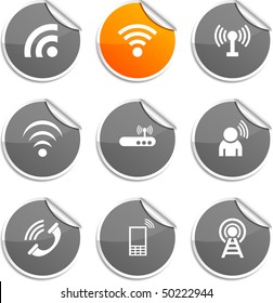 Communication set of round glossy stickers.