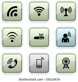 Communication  set of square dim icons.