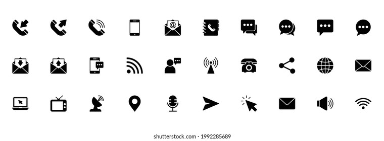 Communication sign icon set for web