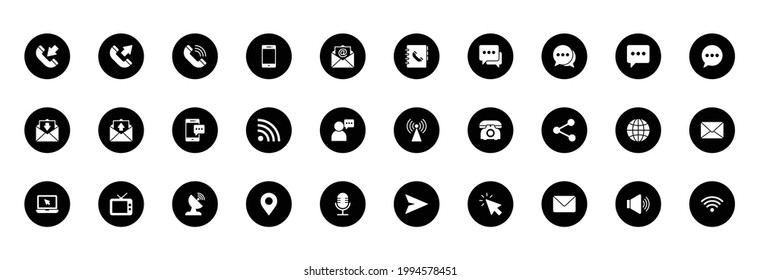 Communication sign icon set for web