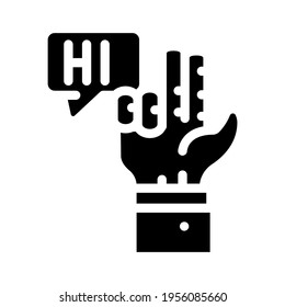 communication in sign language glyph icon vector. communication in sign language sign. isolated contour symbol black illustration