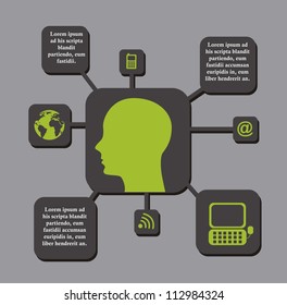 communication sign with space for copy over gray background. vector