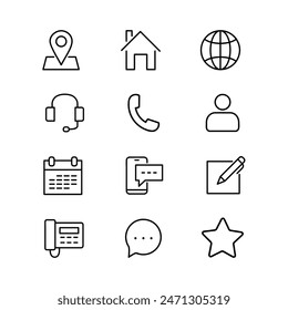 Communication signs and contact us icon set