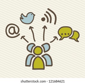 communication signs over beige background. vector