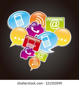 communication signs over black background. vector
