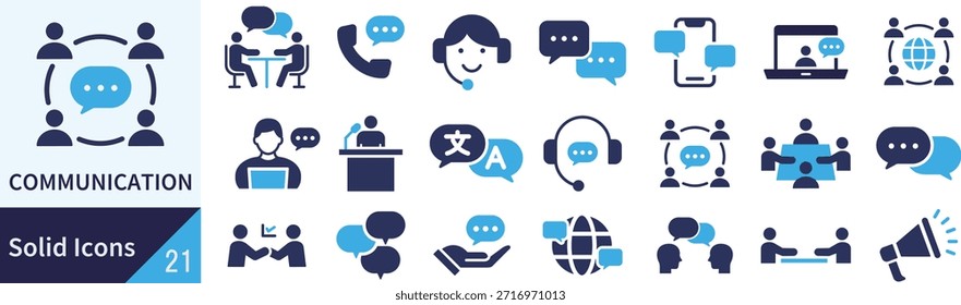 Conjunto de iconos de silueta de comunicación (Vector)