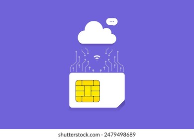 Communication SIM with cloud system, Vector illustration.