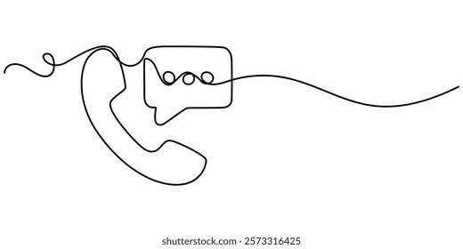 Communication Single Line Icon, continuous one line drawing, Notifications on the screen icon line continuous drawing vector. One line Notification bubble icon vector background. SMS on the screen.