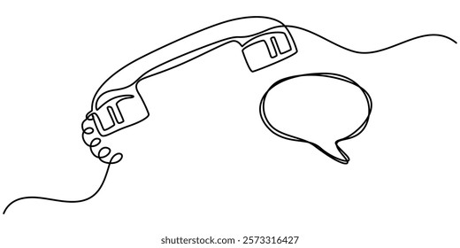 Communication Single Line Icon, continuous one line drawing, Notifications on the screen icon line continuous drawing vector. One line Notification bubble icon vector background. SMS on the screen.
