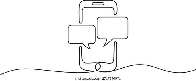 Comunicação Ícone de Linha Única, desenho contínuo de uma linha, Notificações no ícone de tela linha vetor de desenho contínuo. desenho de Ícone de uma linha
