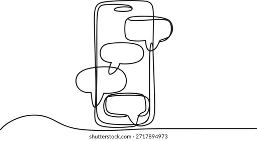 Communication Single Line Icon, continuous one line drawing, Notifications on the screen icon line continuous drawing vector. one line Icon drawing
