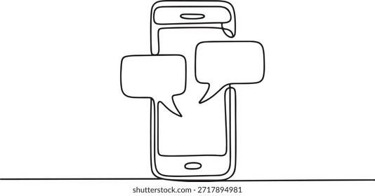 Comunicación Icono de una sola línea, dibujo continuo de una línea, Notificaciones en la línea de iconos de pantalla Vector de dibujo continuo
