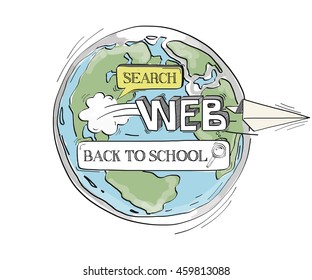 COMMUNICATION SKETCH BACK TO SCHOOL TECHNOLOGY SEARCHING CONCEPT