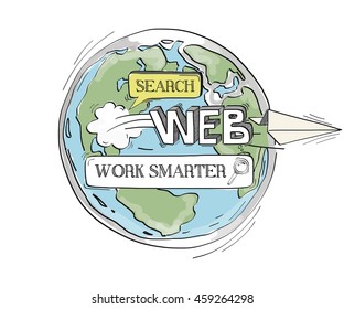 COMMUNICATION SKETCH Work Smarter TECHNOLOGY SEARCHING CONCEPT