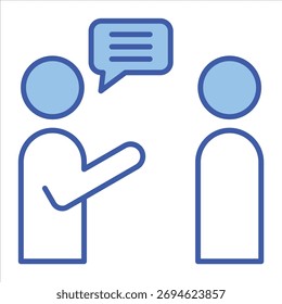 Ilustración vectorial de icono azul de habilidad de comunicación