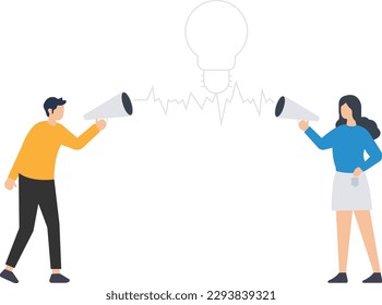 Communication Skills, Communicate ideas, advice or solutions, good communication skills for business success, brainstorm or discuss, man talk to his colleague about creative idea
