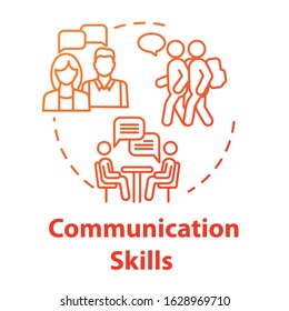 Communication skills concept icon. Coaching and support. Inclusive education community. Socialization ability idea thin line illustration. Vector isolated outline RGB color drawing. Editable stroke