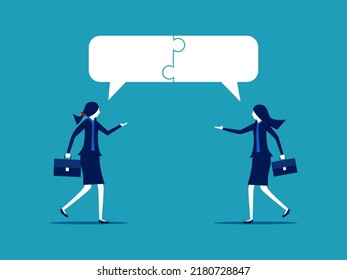 Communication skills or customer relations. businesswoman share opinions